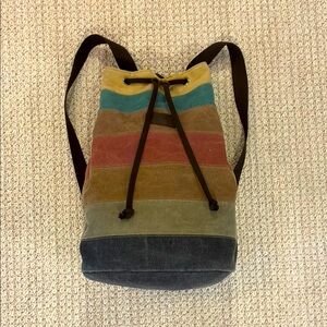 Multicolor Striped Canvas Backpack